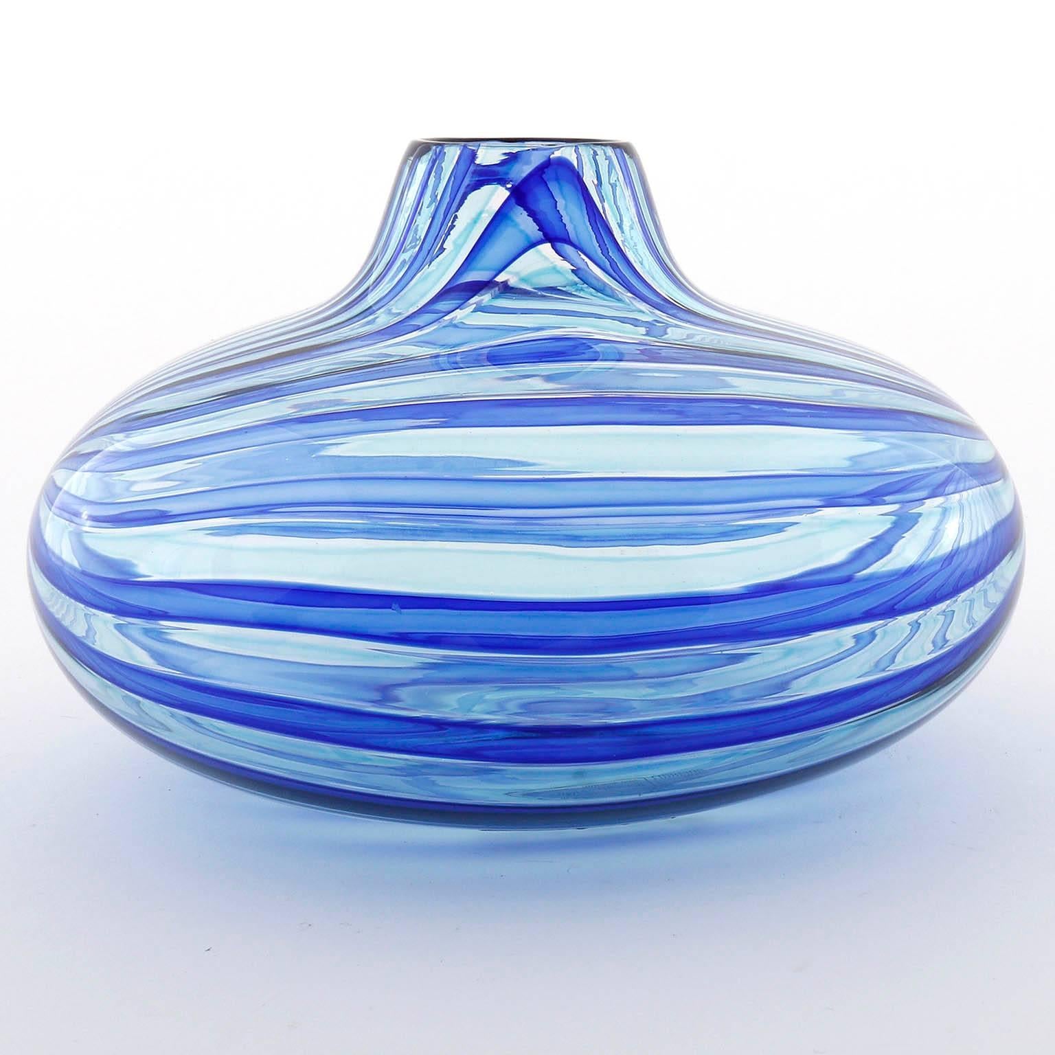 Late 20th Century Blue Glass Vase 'Samarcanda' Lino Tagliapietra Effetre International, Italy 1986