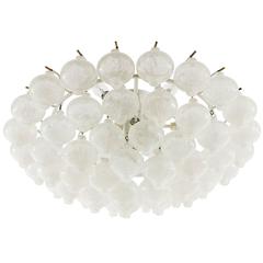 Large Kalmar 'Tulipan' Flush Mount Light Chandelier, Glass and Brass, 1960s
