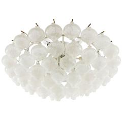 Large Kalmar 'Tulipan' Flush Mount Light Chandelier, Glass and Brass, 1960s