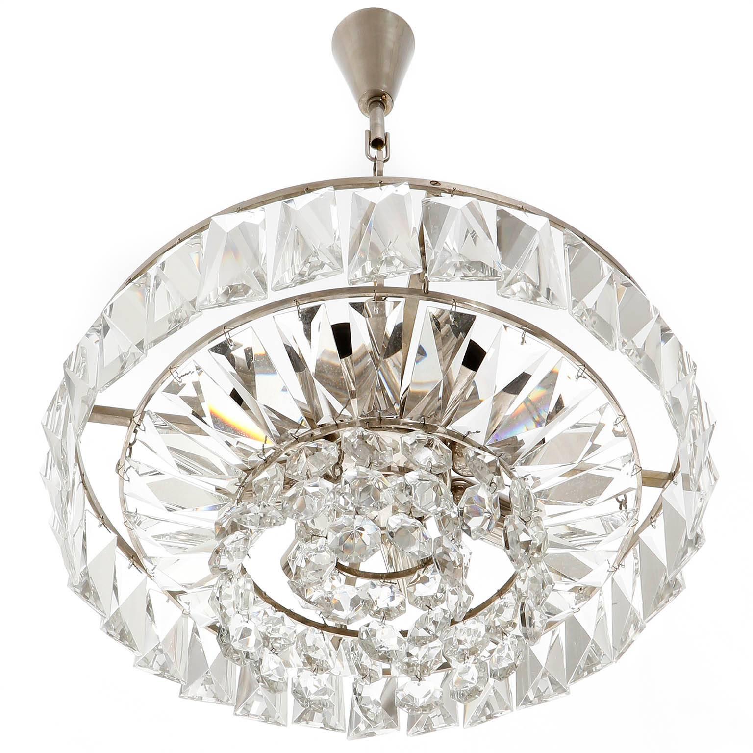 Lampadario a sospensione Bakalowits n. 3669, vetro cristallo nichel, 1960 In condizioni buone in vendita a Hausmannstätten, AT