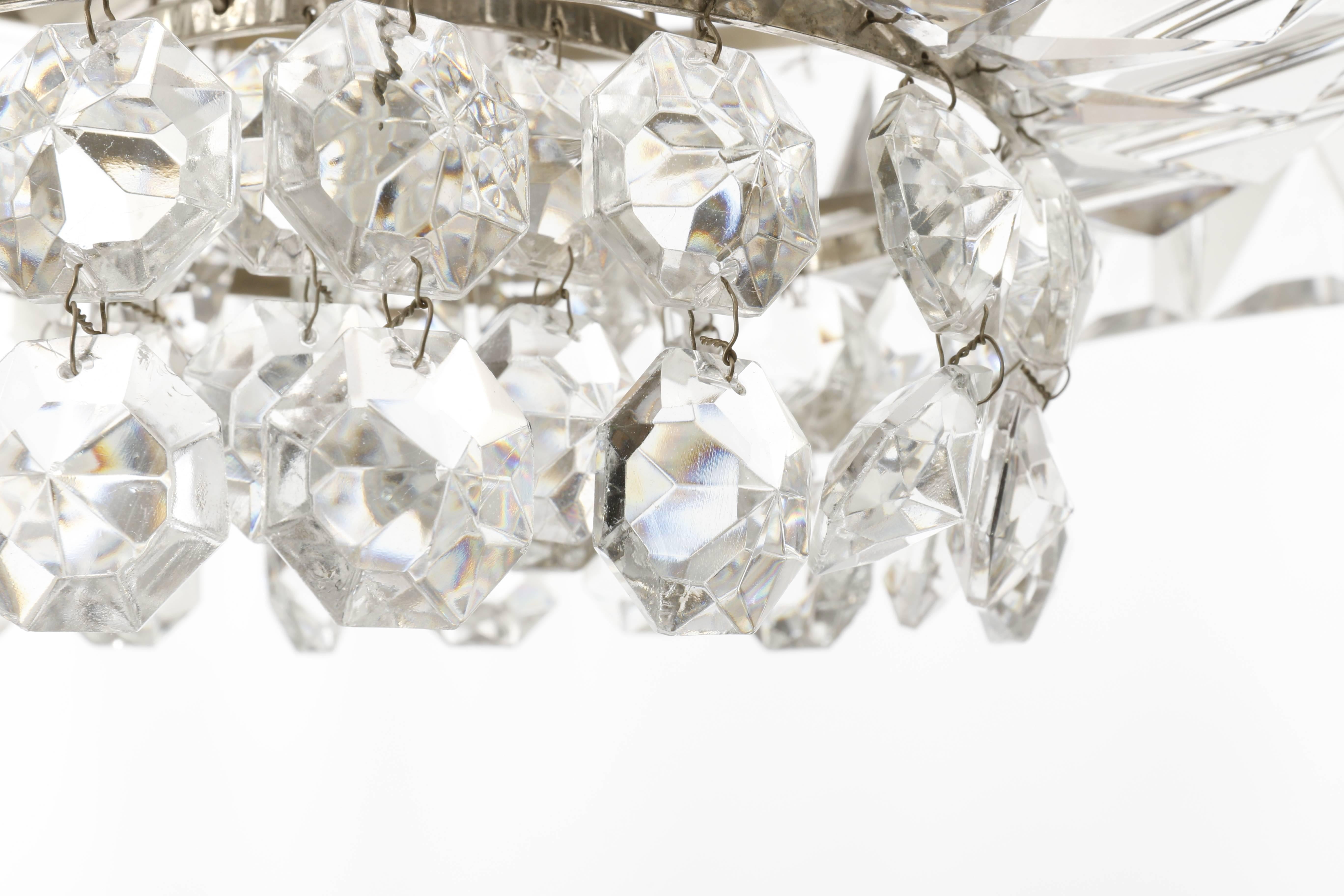 Bakalowits Chandelier Pendant Light no. 3669, Crystal Glass Nickel, 1960 For Sale 2