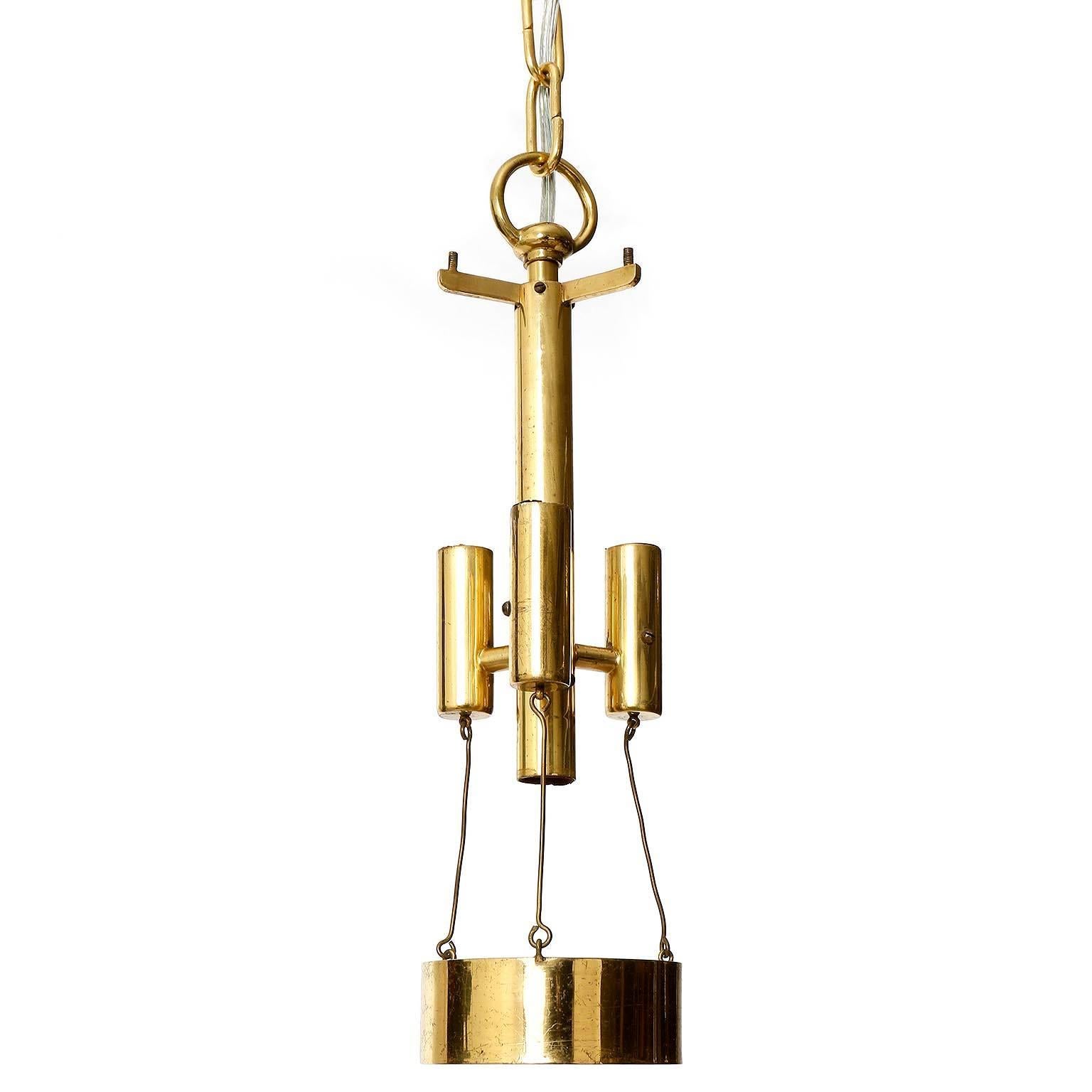 Pair of J.L. Lobmeyr Pendant Lights Lanterns, Brass Crystal Glass, 1960s 4