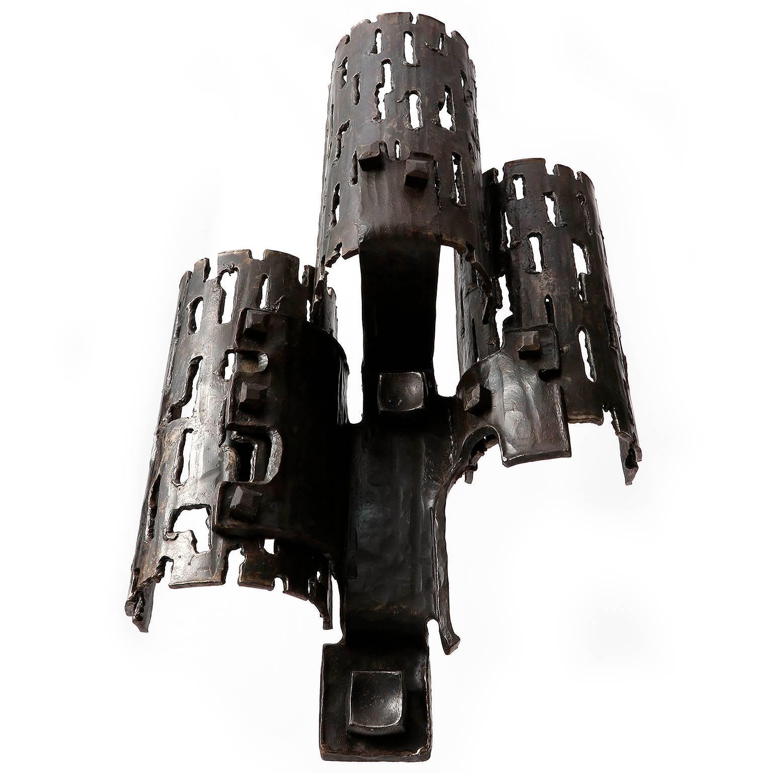 Apliques Brutalistas Únicos Grandes, Metal Hierro Forjado, 1970 Alemán en venta
