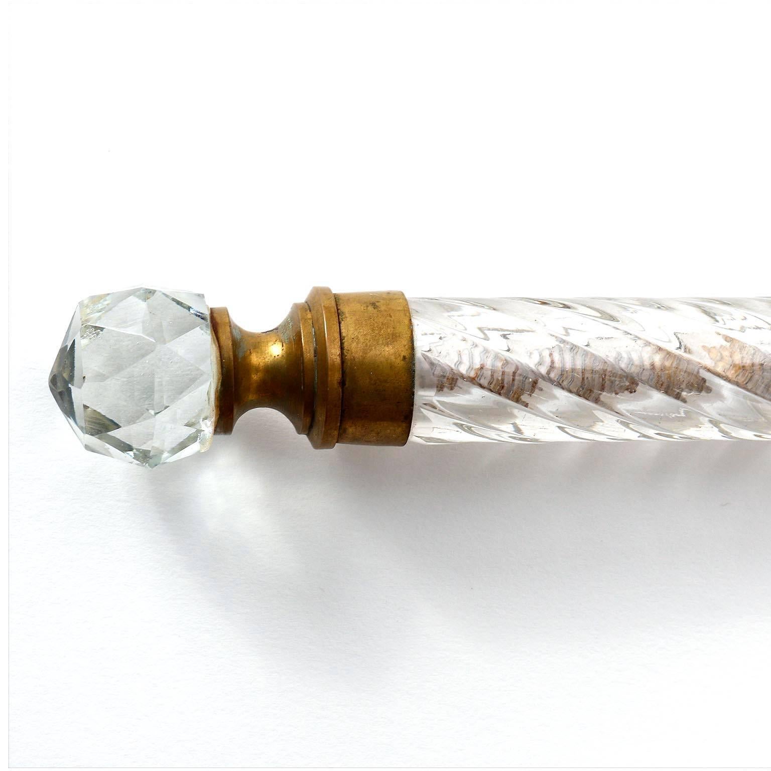 Jugendstil Magnifying Glass Magnifier, Brass Crystal Glass