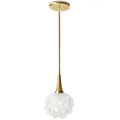 Pendant Lights by Helena Tynell for Limburg, Brass Opal Bubble Glass, 1960s