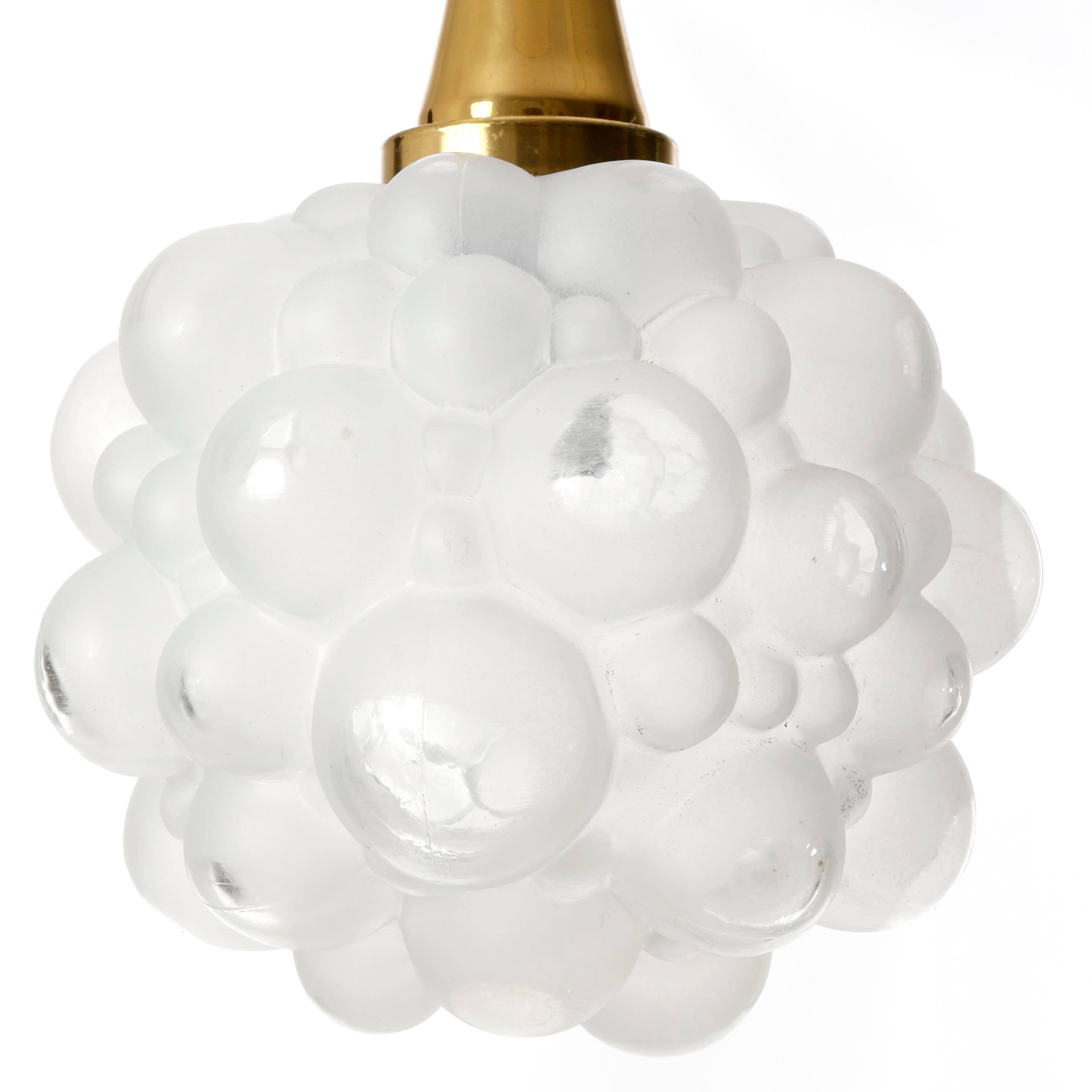 Late 20th Century Pendant Lights by Helena Tynell for Limburg, Brass Opal Bubble Glass, 1960s