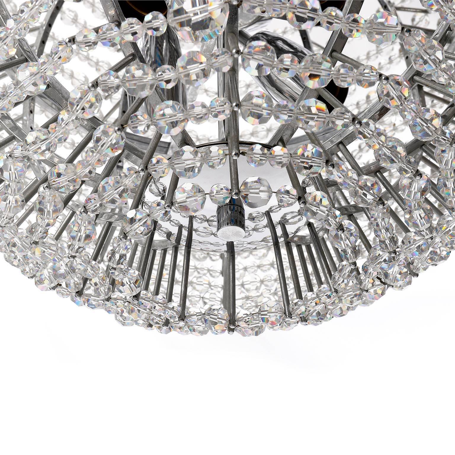 Bakalowits Chandelier 'Supernova', Nickel Crystal Glass, 1960s (Messing)