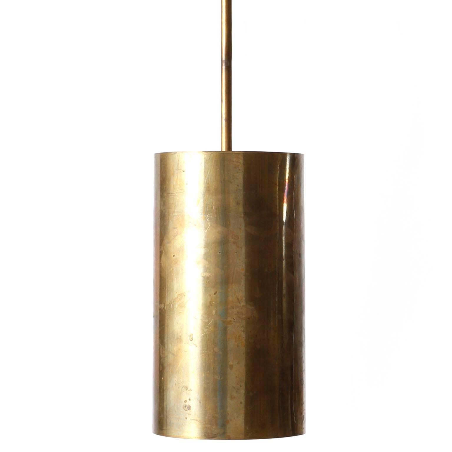 Mid-20th Century Set of Three Pendant Lights, Patinated Brass, 1970