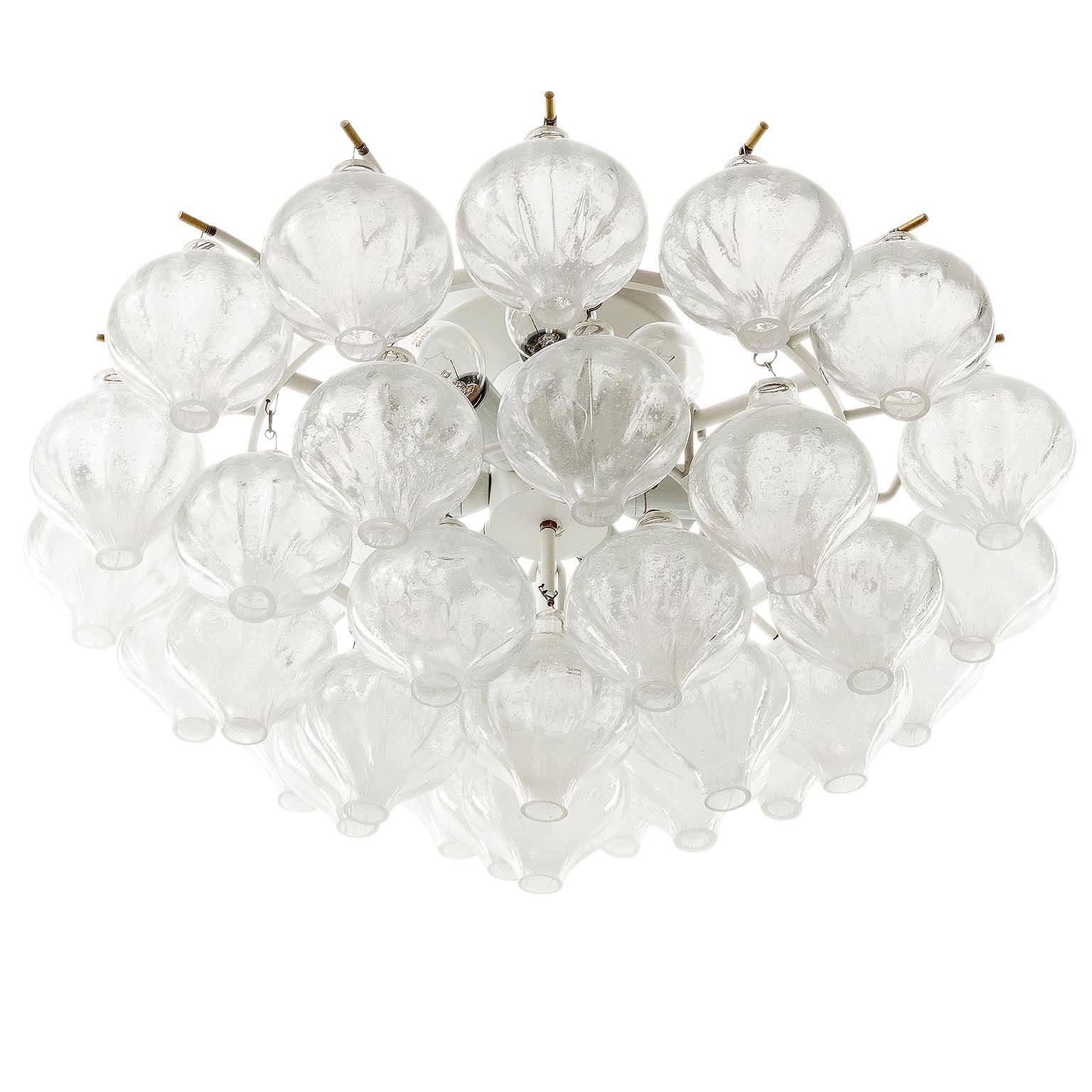 Mid-Century Modern Kalmar 'Tulipan' Glass Flush Mount Light Chandelier, 1970, One of Two