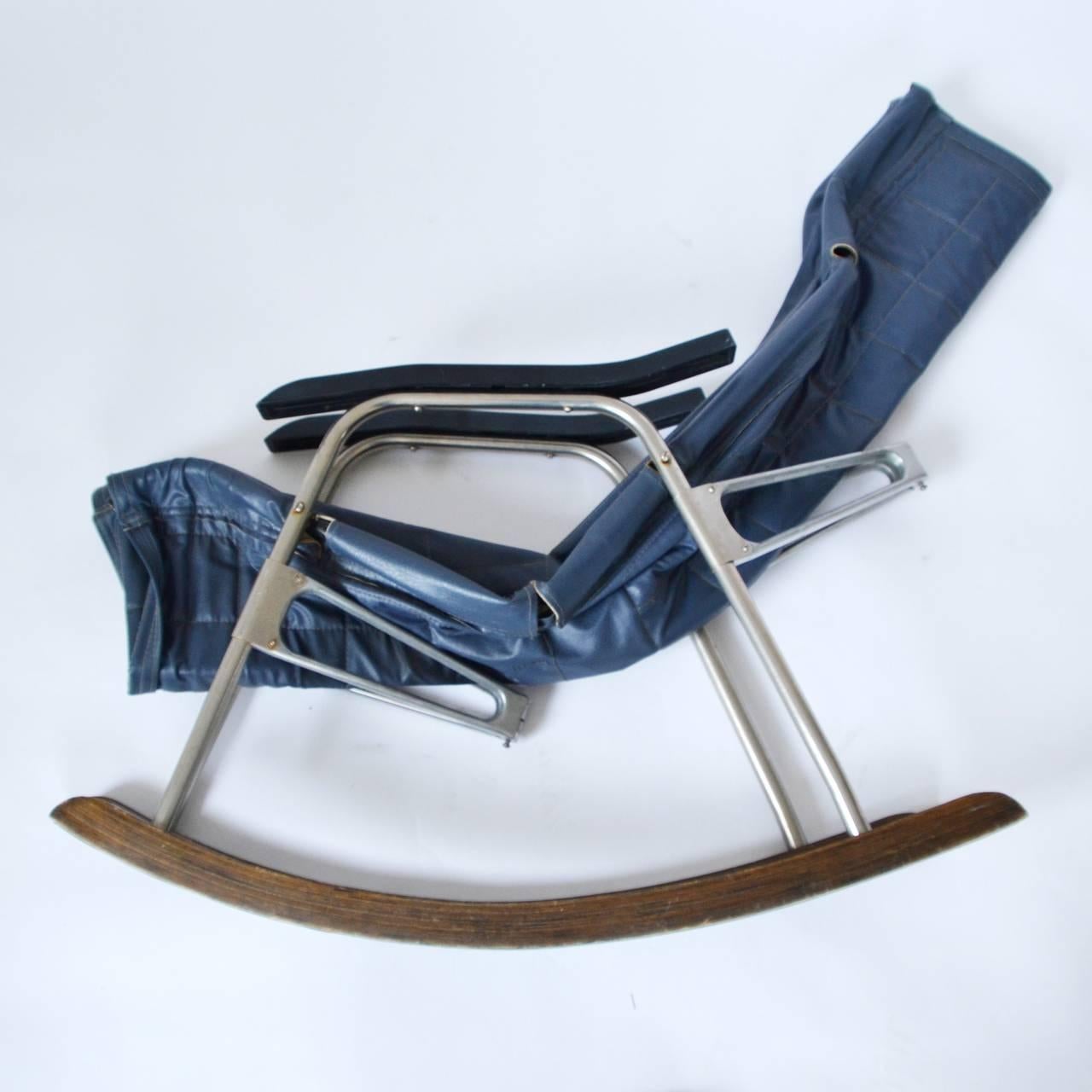 Aluminum Folding Rocking Chair by Takeshi Nii, Japan, 1950s