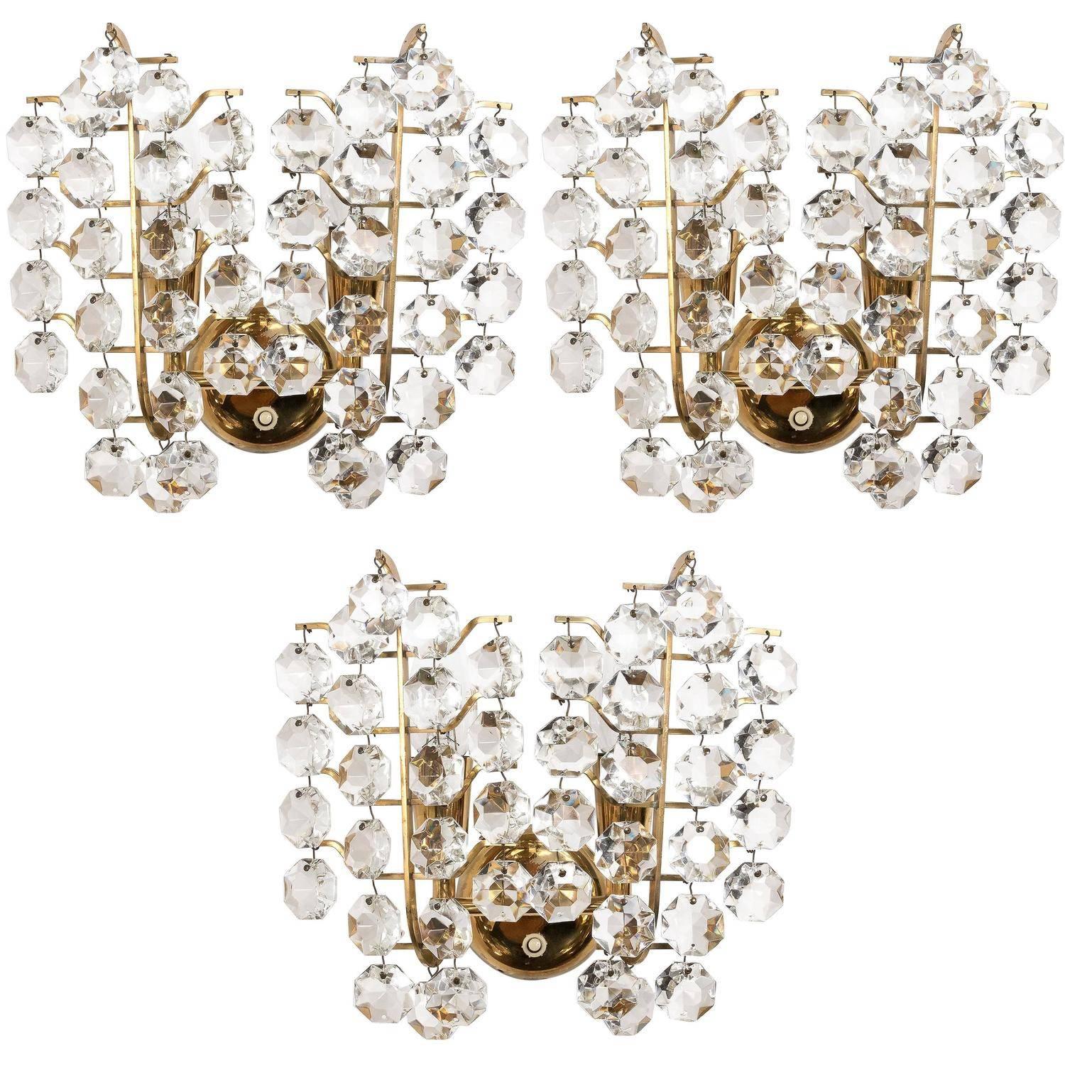 Floral Lobmeyr Vienna Crystal Glass Flower Sconces Wall Lights at 1stDibs