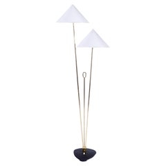 Floor Lamp by Rupert Nikoll, Brass Black Cast Metal, Austria, 1950s