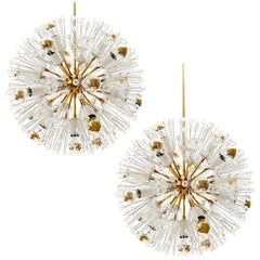 One of Two Emil Stejnar Sputnik Chandeliers, Brass Crystal Glass, 1950s