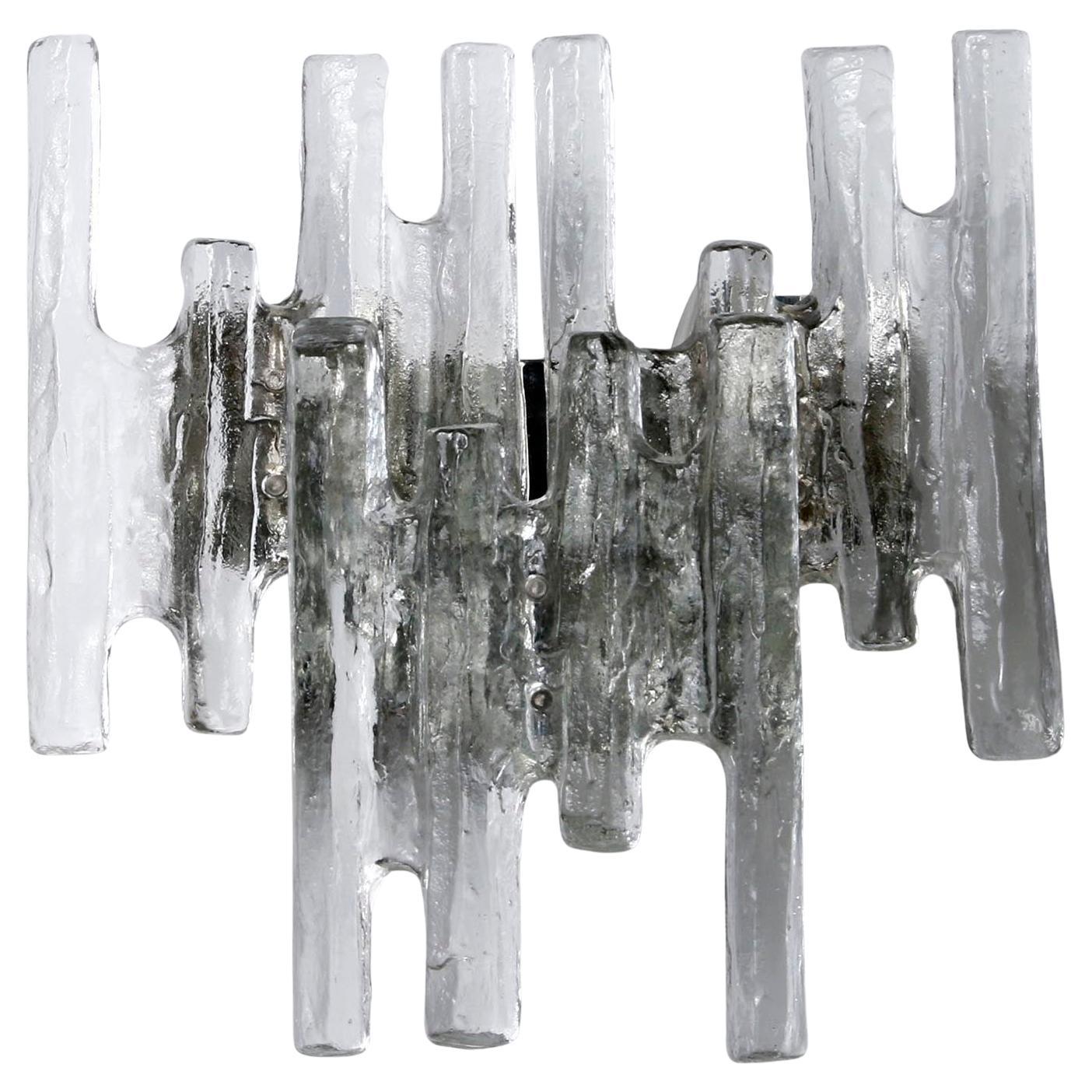 Large Mid-Century Modern Kalmar Sconce Wall Light 'PAN', Glass Nickel, 1970s