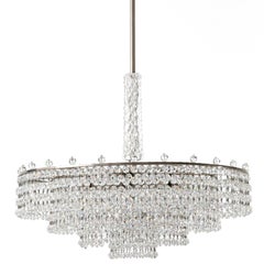Palwa Chandelier, Nickel Cut Crystal Glass, Germany, 1960s