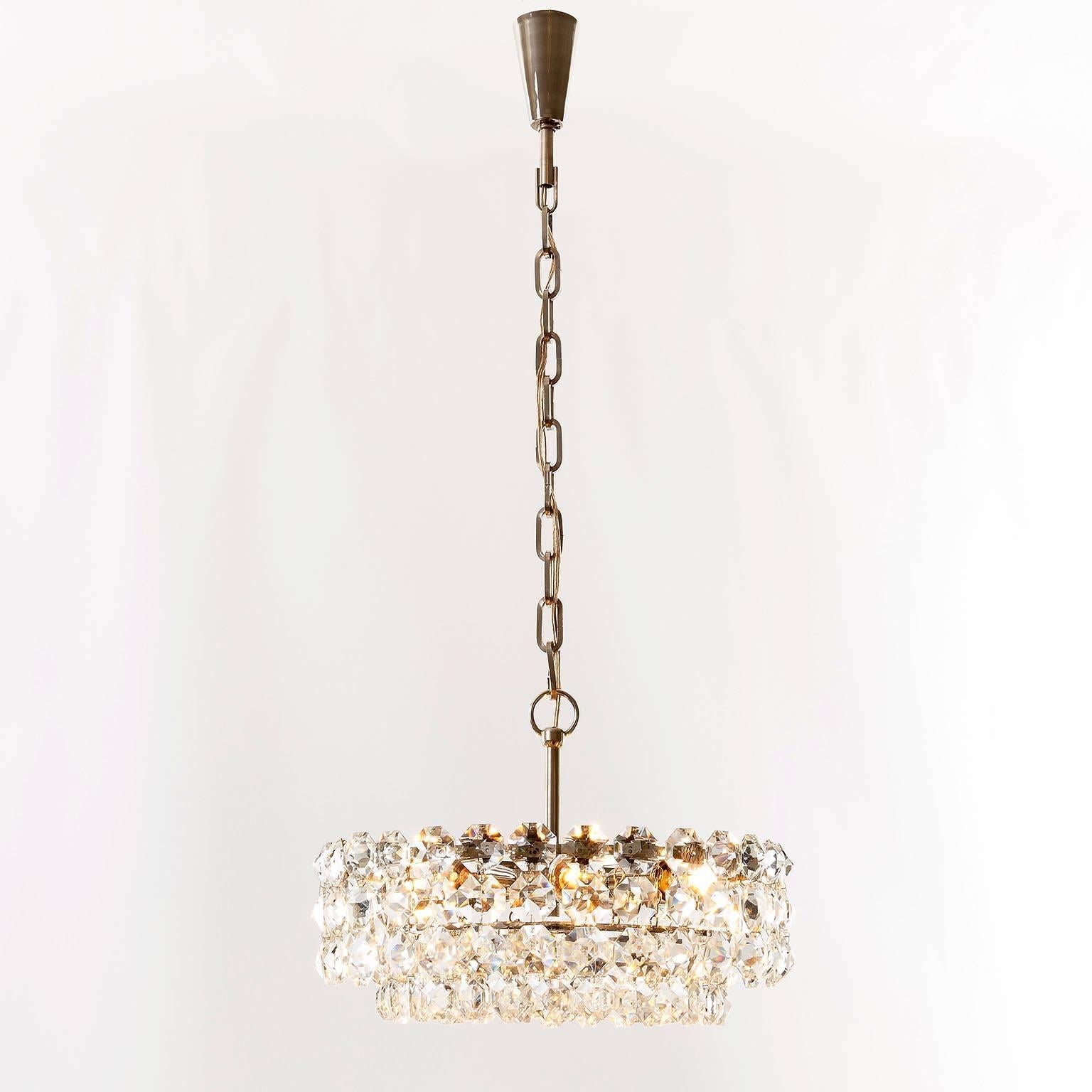 One of Two Bakalowits Chandeliers Pendant Lights, Nickel Glass, 1960s For Sale 5