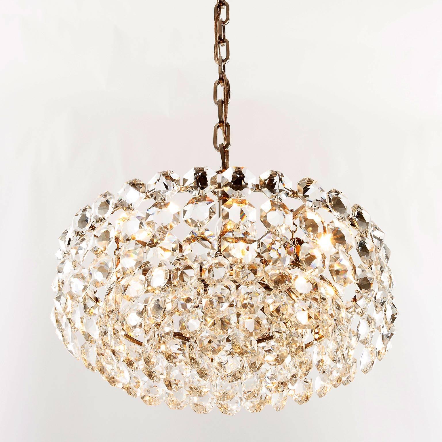 One of Two Bakalowits Chandeliers Pendant Lights, Nickel Glass, 1960s For Sale 6