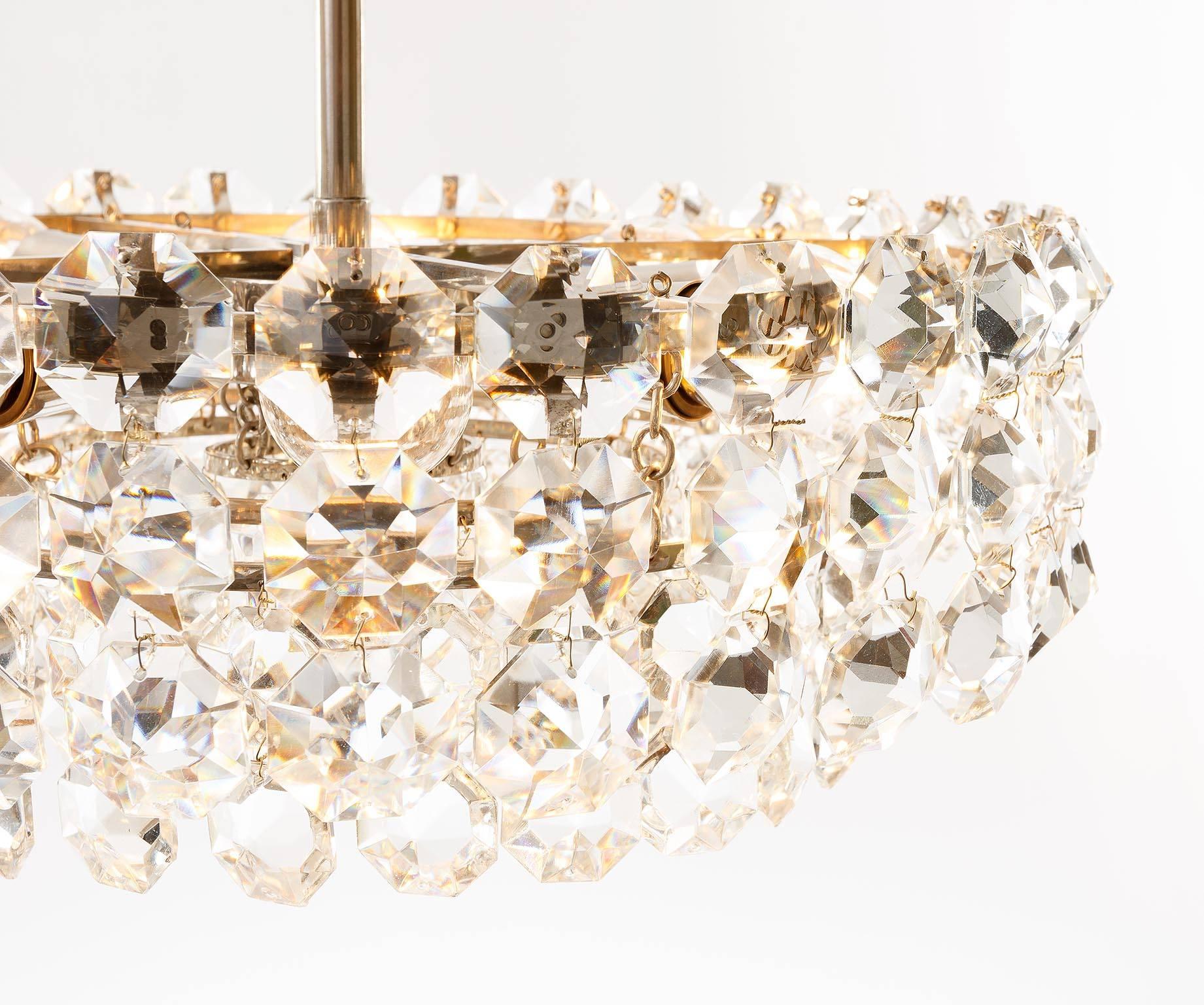 One of Two Bakalowits Chandeliers Pendant Lights, Nickel Glass, 1960s For Sale 7