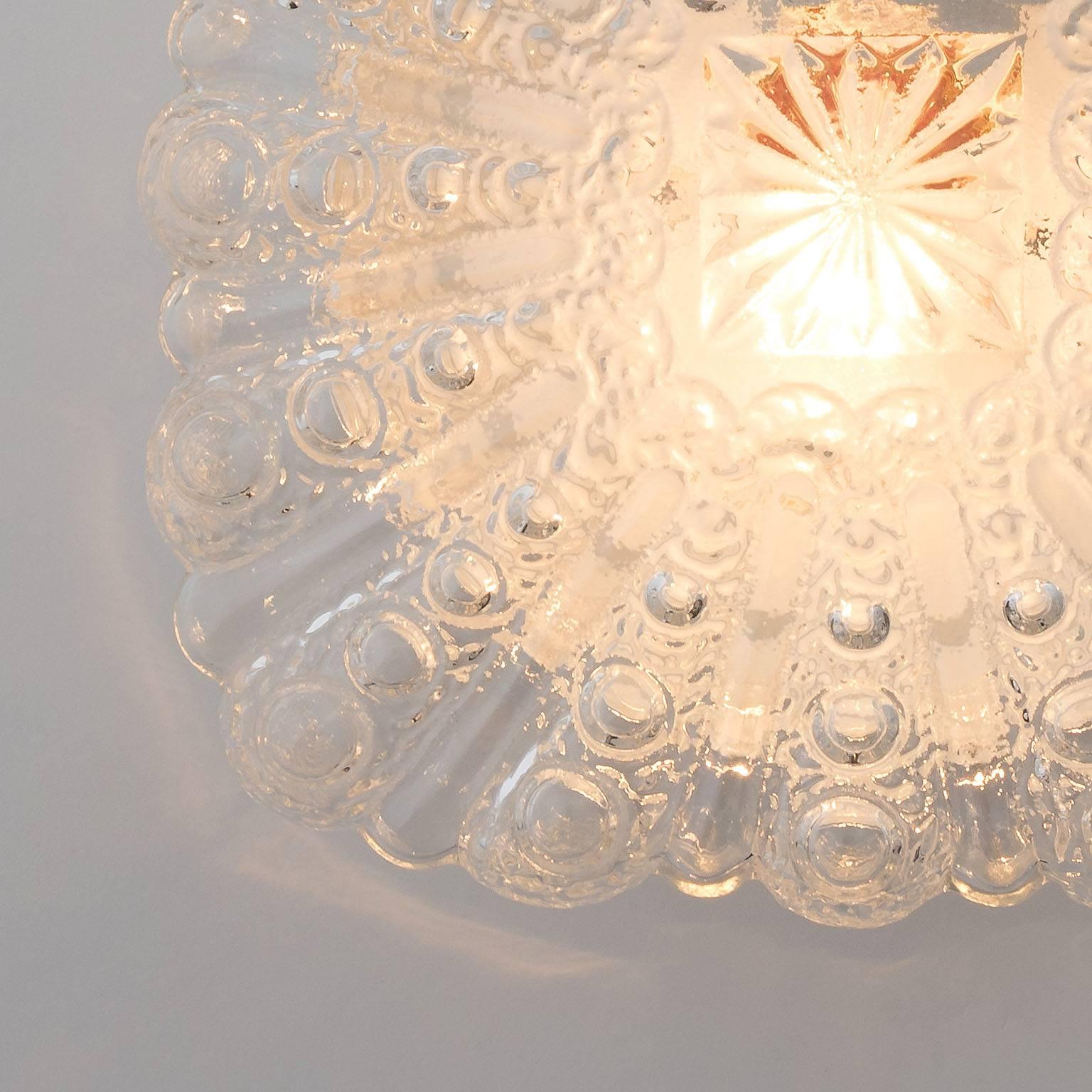 Metal One of Three Bubble Glass Sconces or Flush Mount Lights, 1970s