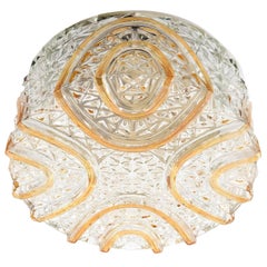 Vintage Sconce or Flush Mount Light, Textured Amber Tone Glass, 1970