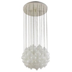 Kalmar 'Tulipan' Chandelier Pendant Light, Blown Glass, 1970, One of Two