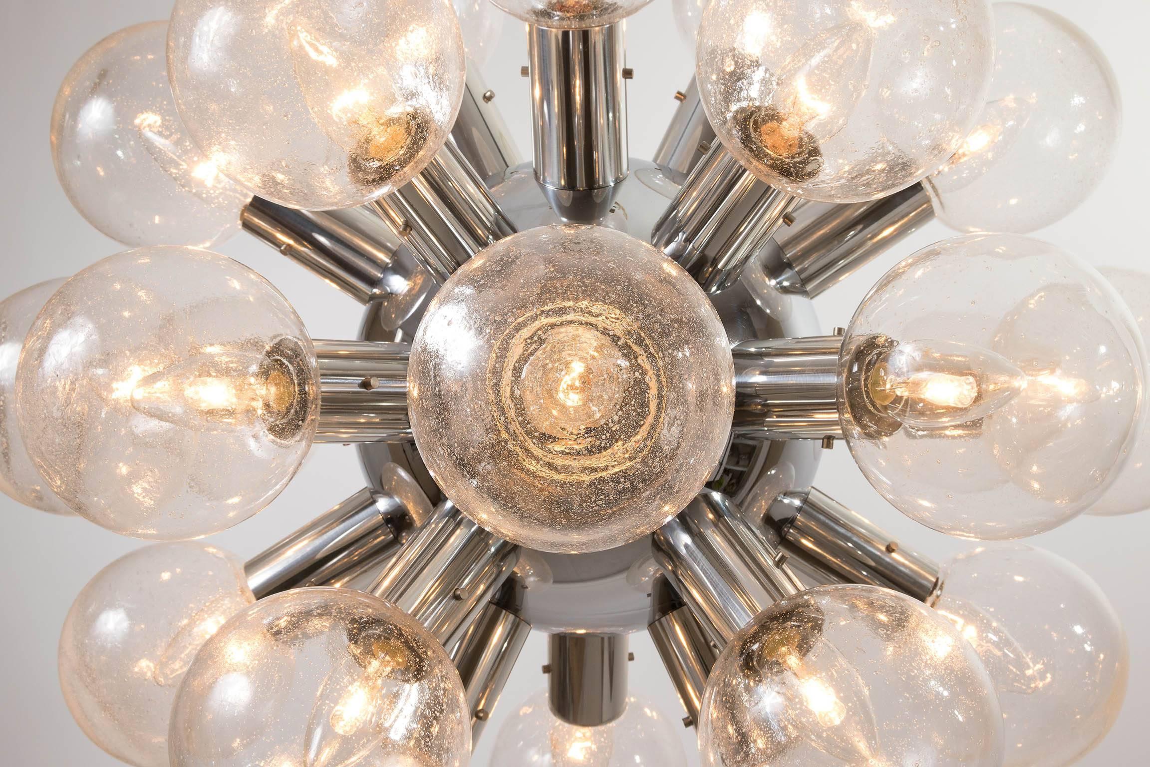 Polished Kalmar Sputnik Pendant Light Chandelier 'Rs 27', Aluminum Glass, 1970, 1 of 4 For Sale