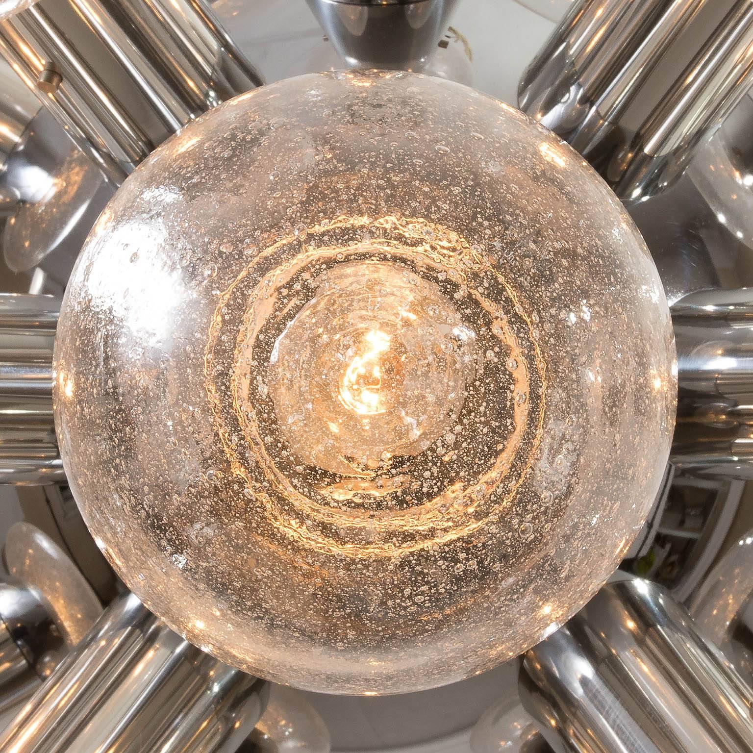 Kalmar Sputnik Pendant Light Chandelier 'Rs 27', Aluminum Glass, 1970, 1 of 4 In Excellent Condition For Sale In Hausmannstätten, AT