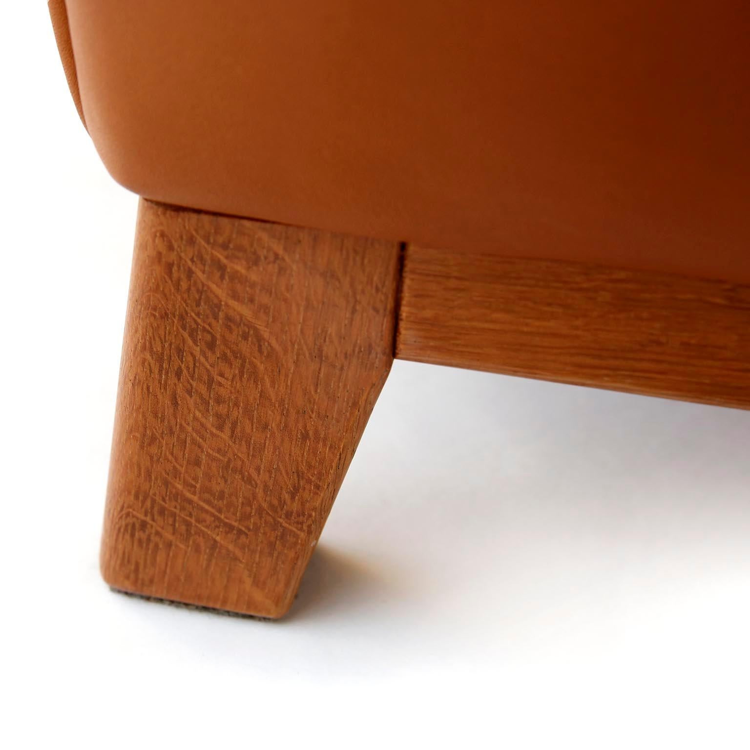 One of Six De Sede 'DS-14' Armchair Lounge Chair, Cognac Leather Teak For Sale 1