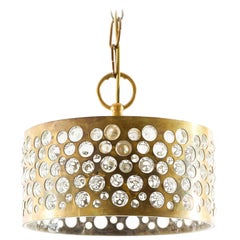 Set von drei Pendelleuchten aus patiniertem, gealtertem Messingglas, Rupert Nikoll, 1960