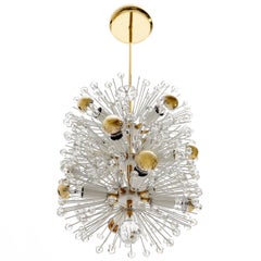 Emil Stejnar Pendant Light Chandelier Brass Glass, Austria, 1950s, 1 of 3