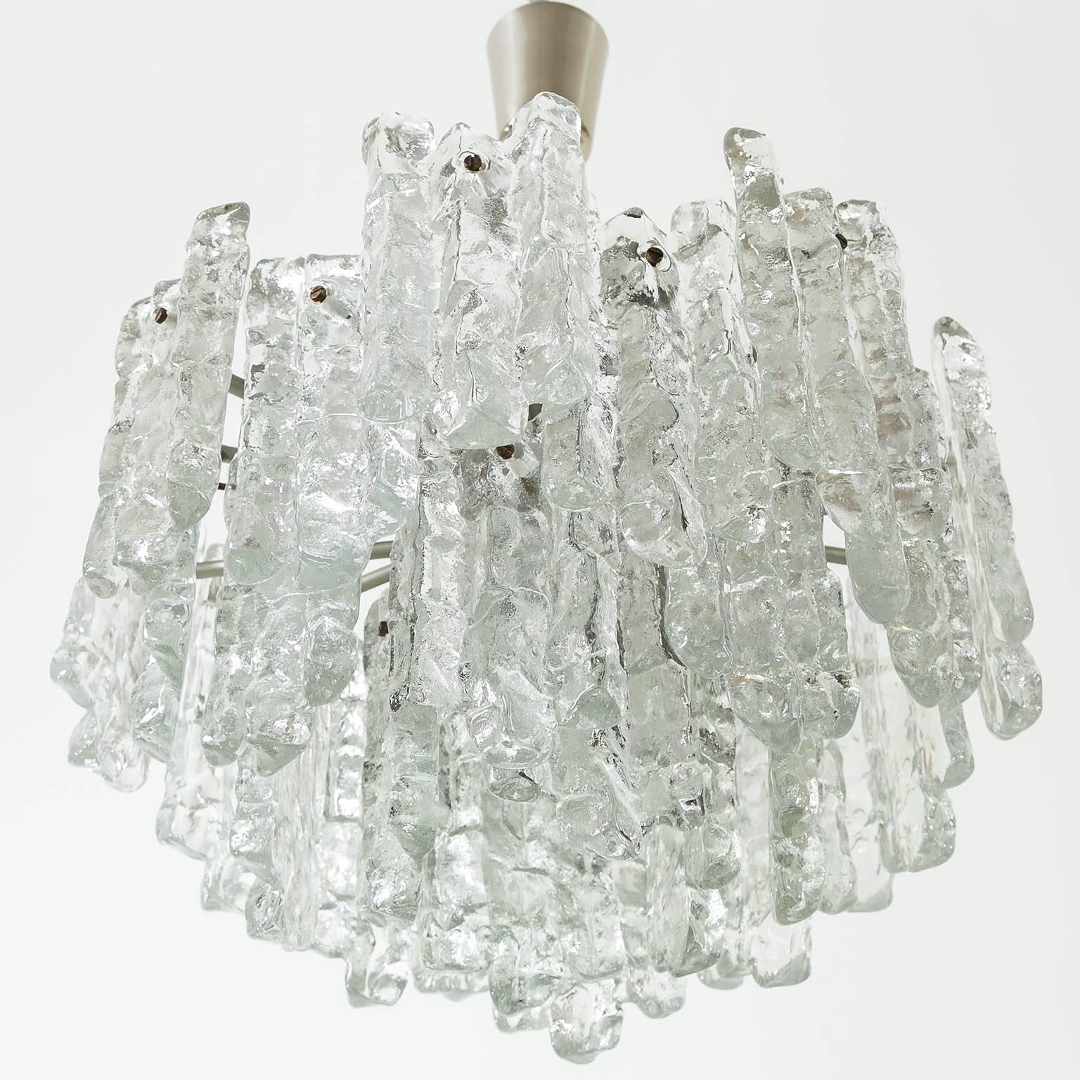 Lacquered Kalmar Ice Glass Chandelier, 1970