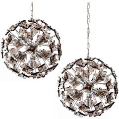Italian Sputnik Pendant Lights Chandeliers, Chrome Smoked Glass, 1970 4