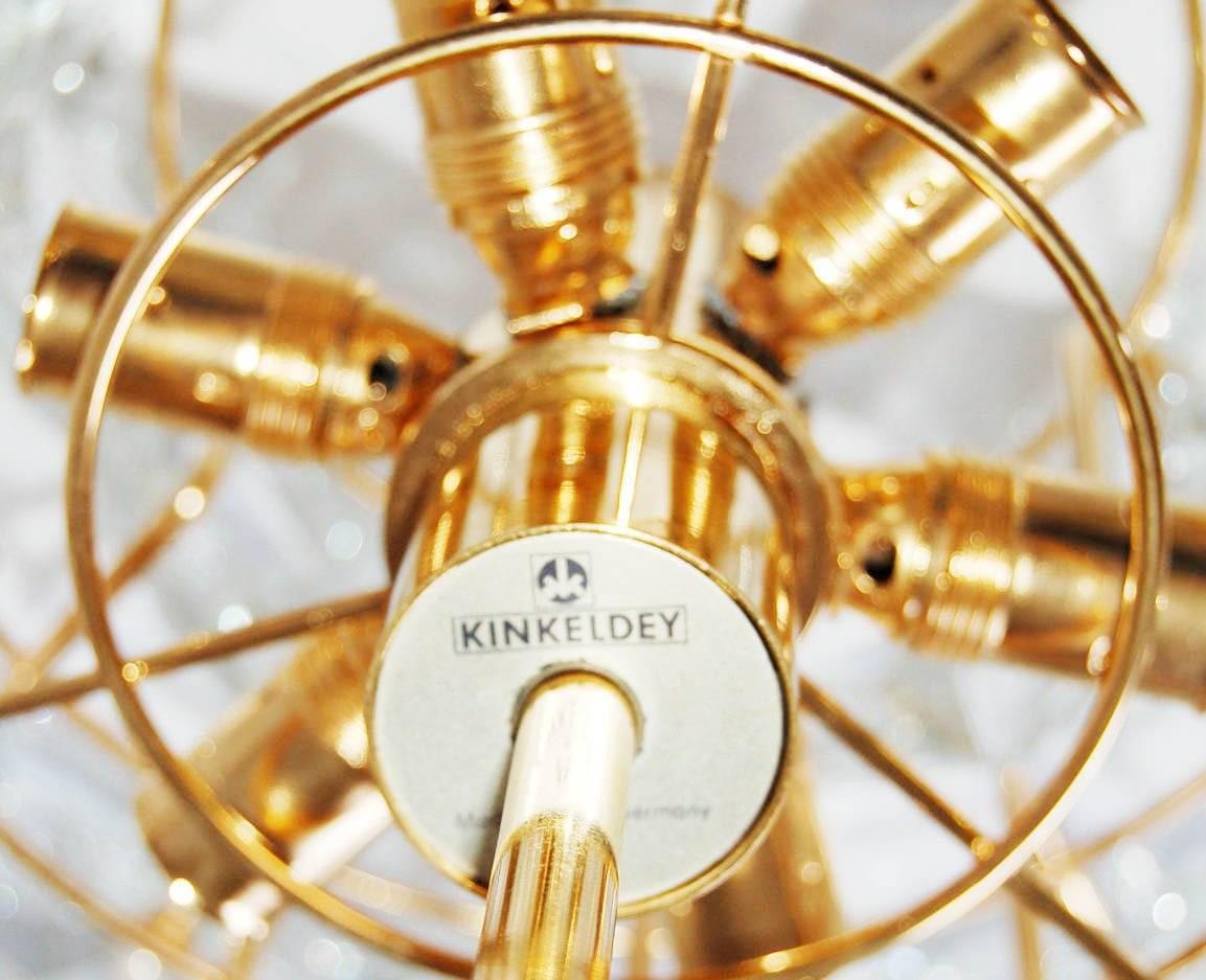 Mid-20th Century Kinkeldey Chandelier, Gold-Plated Brass Crystal Glass, 1970