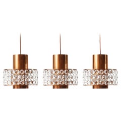 1 de 3 Bakalowits Lights Lanternes, Cuivre Nickel Verre de cristal, 1960s