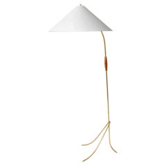L'un des deux lampadaires en bois de laiton, Rupert Nikoll, Autriche, 1960
