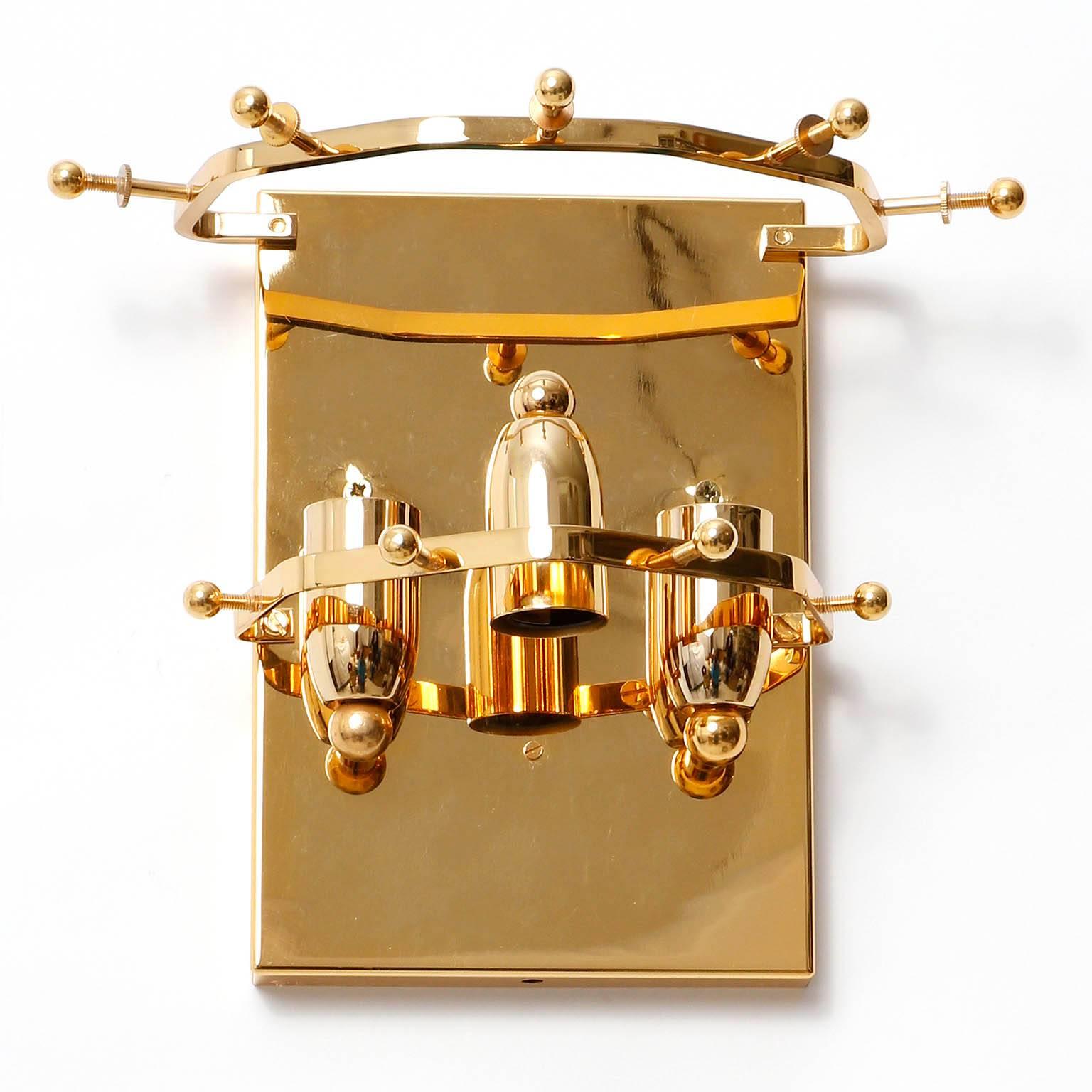 Mid-20th Century Kalmar Sconces, Gilt Brass Glass, 1970