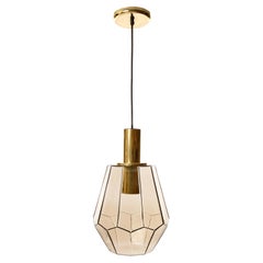 Mid-Century Pendant Light by Limburg, Brass Amber Smoked Glass, 1970s, 1 of 2