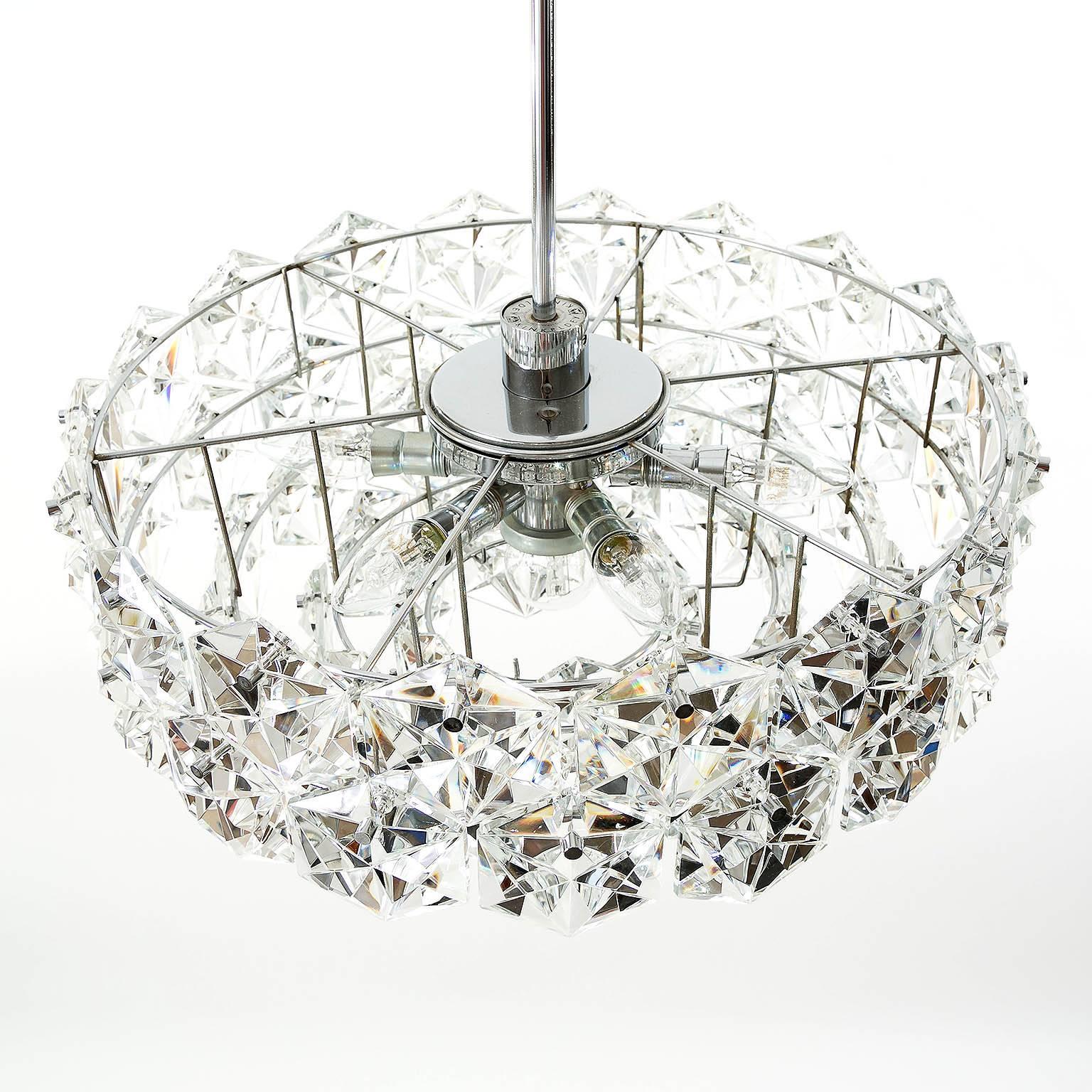 German Kinkeldey Chandelier, Nickel Glass, 1960s For Sale