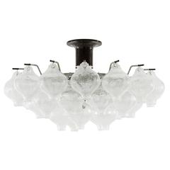 Large Kalmar Tulipan Ceiling Flush Mount Light Fixture Bubble Glass, 1960s