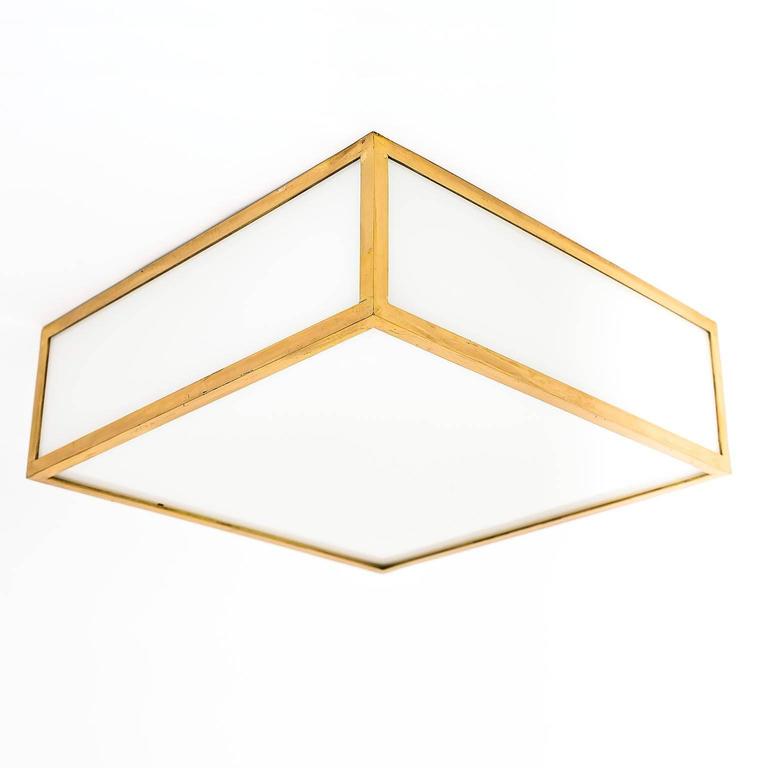 Square Glass Flush Mount Ceiling Light Lights Ideas 1 Of 16 Austrian Square Box Flush Mount Or Wall Lights Brass Opal