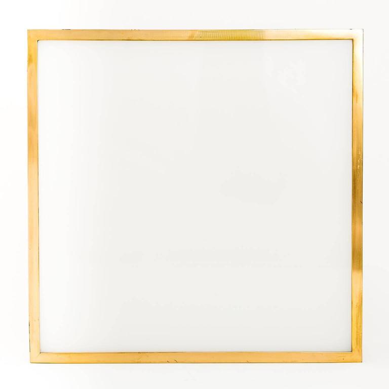 1 of 16 Austrian Square Box Flush Mount or Wall Lights Brass Opal Glass at 1stdibs