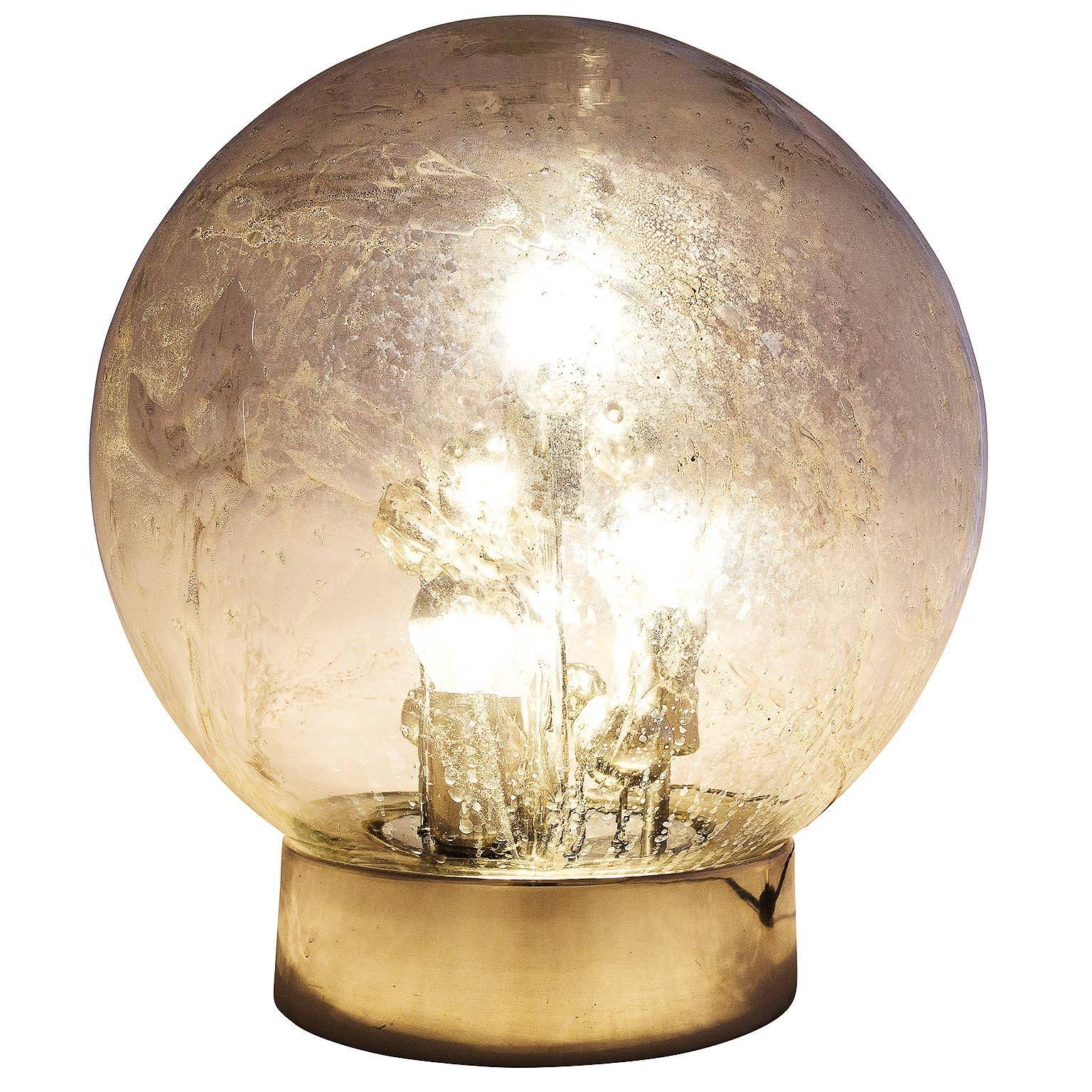 Doria Table or Floor Lamp Chrome Large Smoked Bubble Glass Globe, 1970s In Excellent Condition In Hausmannstätten, AT