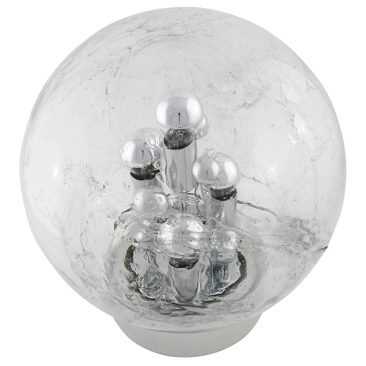 Mid-Century Modern Doria Table or Floor Lamp Chrome Large Smoked Bubble Glass Globe, 1970s