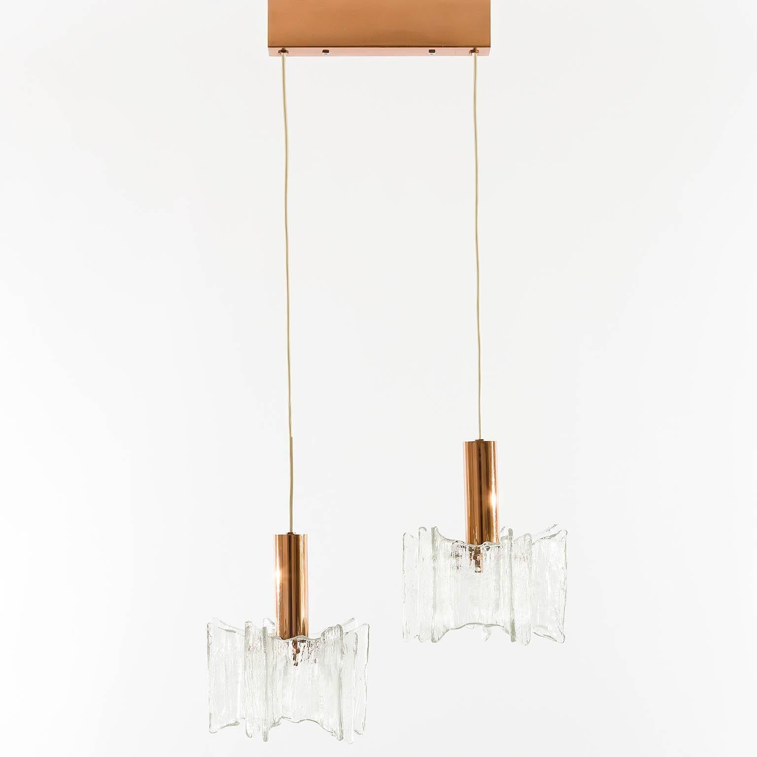 Pair of Kalmar Pendant Lights Copper Frosted Glass 2