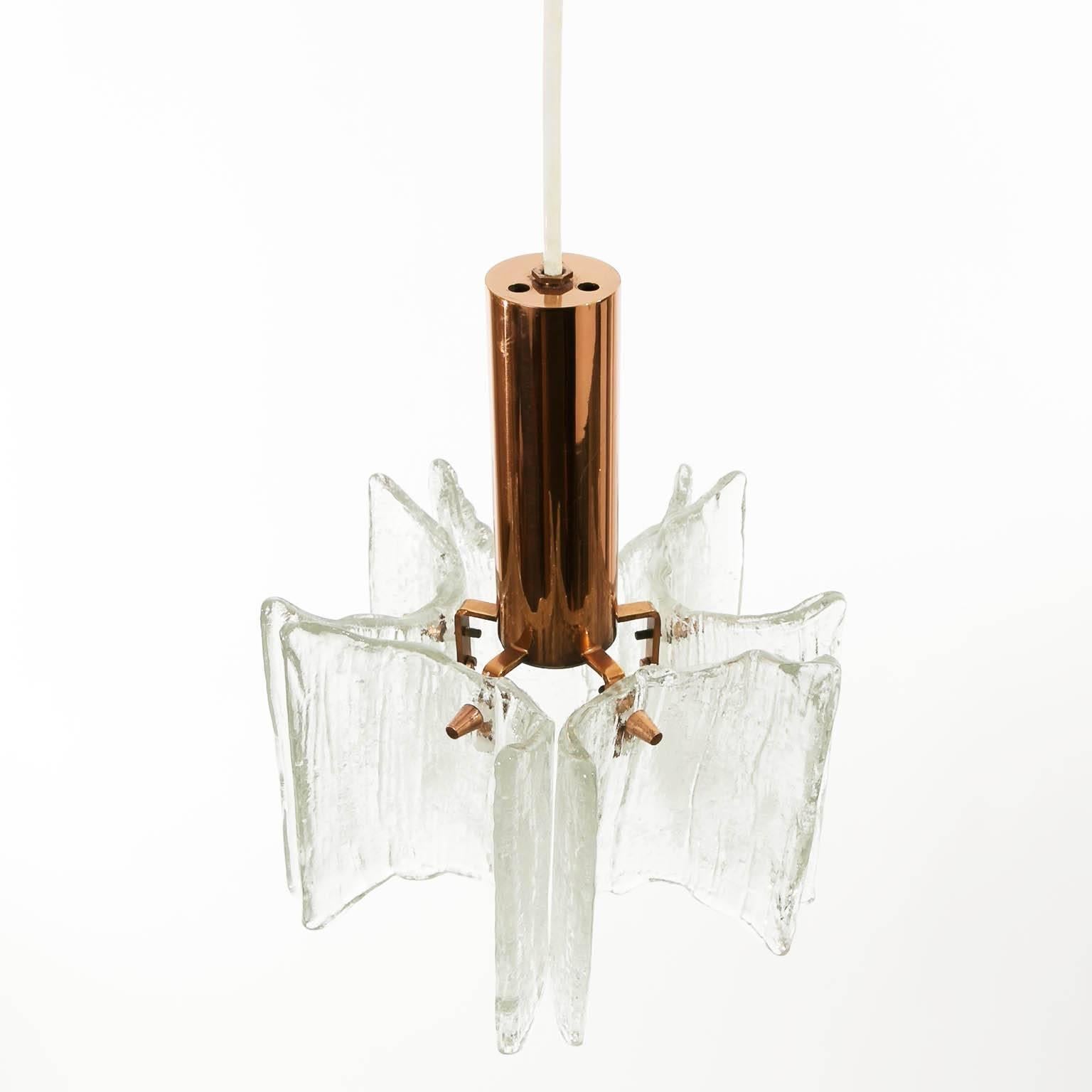 Pair of Kalmar Pendant Lights Copper Frosted Glass In Excellent Condition In Hausmannstätten, AT