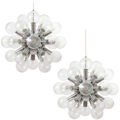 1 di 4 lampadari a sospensione Kalmar Sputnik 'RS 27', vetro alluminio, 1970