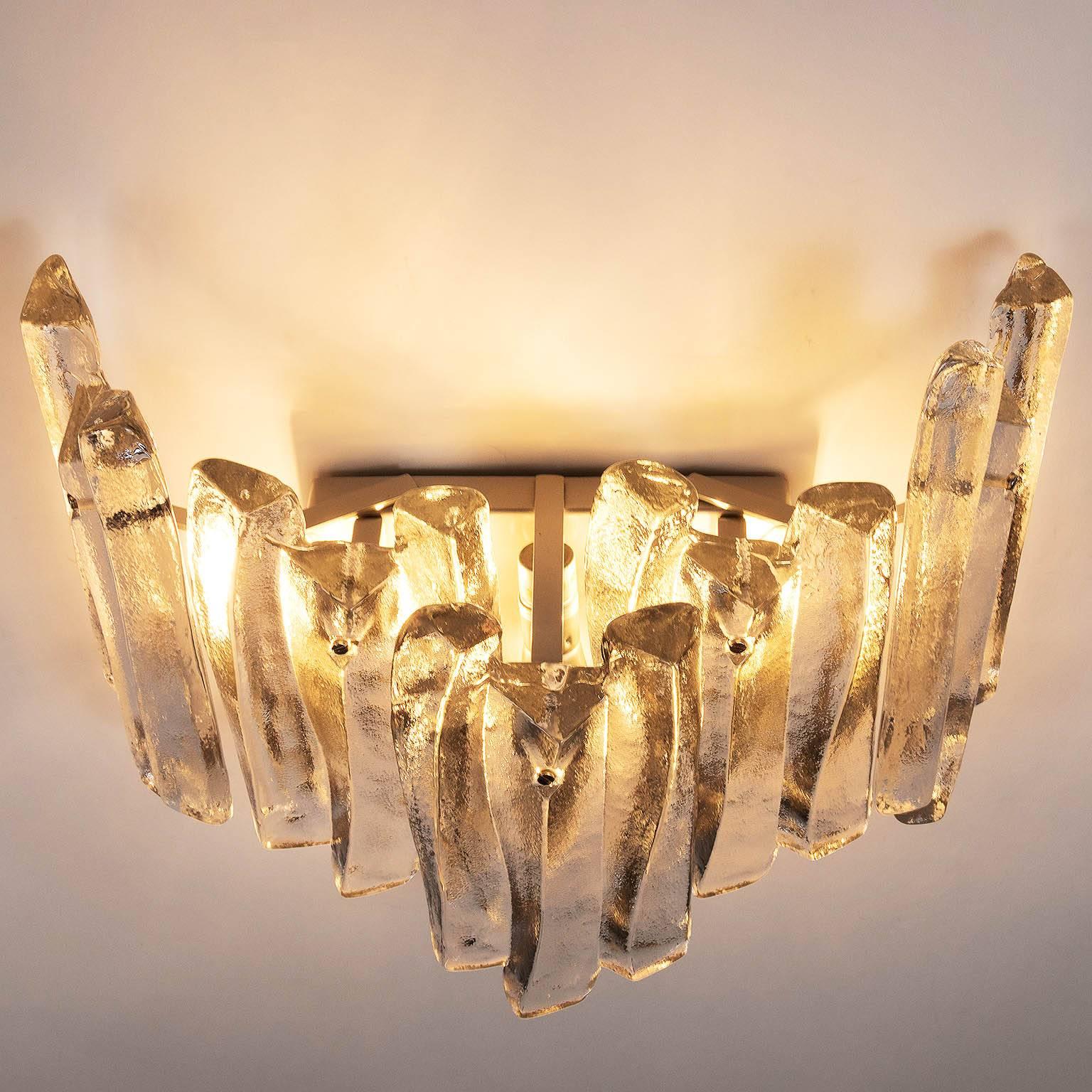 1960s Large Kalmar Ice Glass Sconce, 1960s For Sale 1