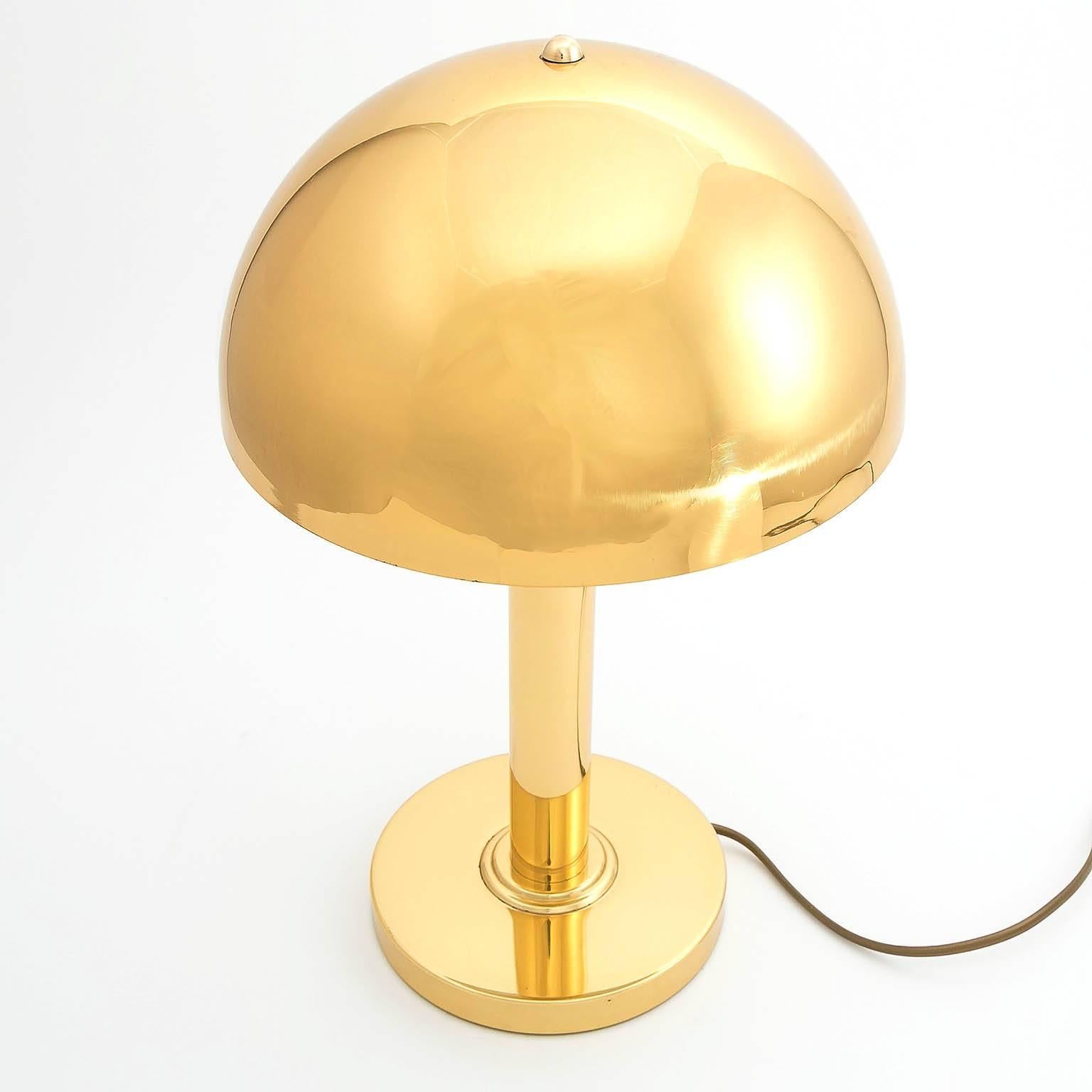 German Pair of Brass Table Lamps