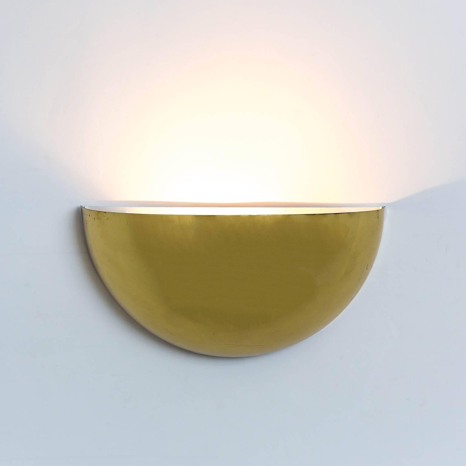 Pair of Half Moon Wall Sconces in Brass at 1stDibs
