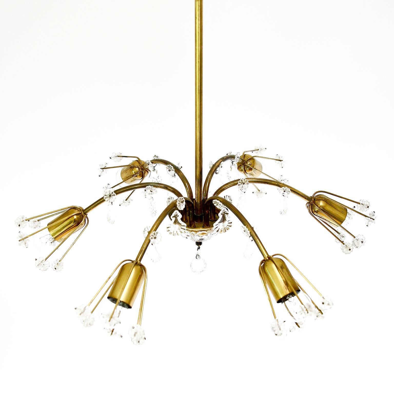 Pair of Emil Stejnar Chandeliers or Flush Mount Lights, Patinated Brass, 1950s 1